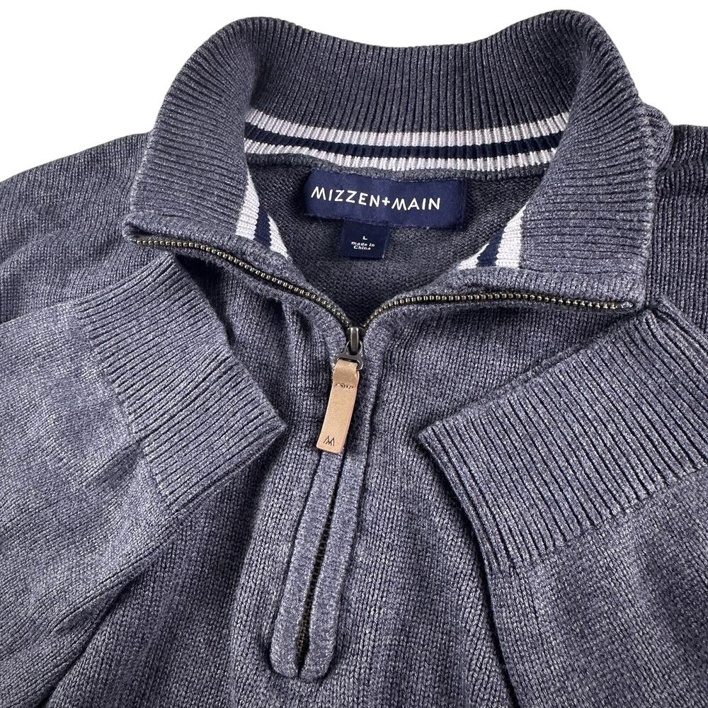 Mizzen + Main 1/4 Zip Men’s Large Sweater‎ Mock Pullover Gray